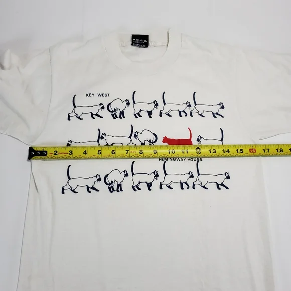 Vintage Hemingway House Key West Single Stitch Cat Graphic Short Sleeve T-shirt - Picture 10 of 12